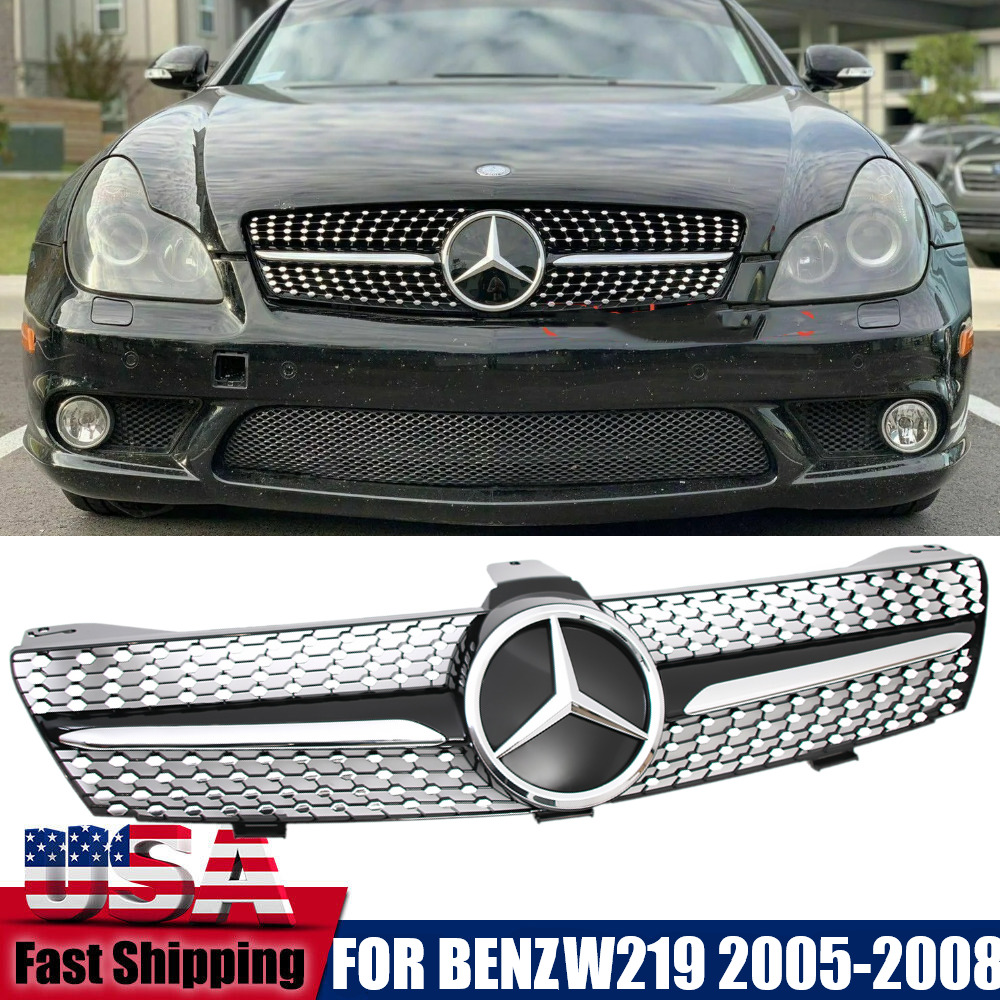 Dia-monds Front Grille W/3D Star For Mercedes Benz W219 CLS500 CLS63AMG 2005-08