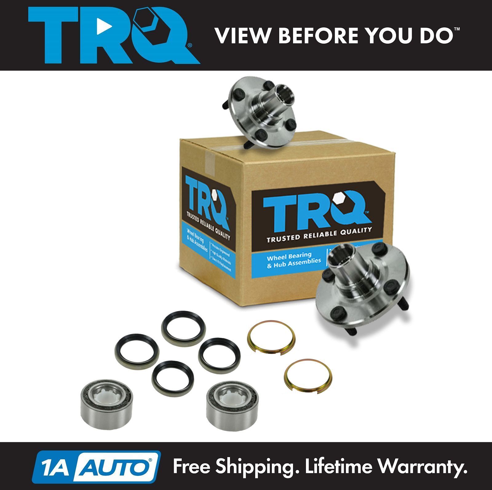 TRQ Front Wheel Hub & Bearing Pair Set Kit for 93-02 Corolla Prizm