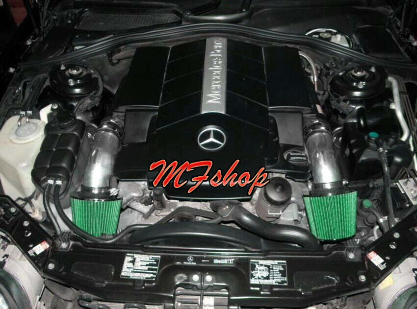 Black Green Dual Air Intake Kit For 1999-2005 Mercedes Benz S430 4.3L V8 W220