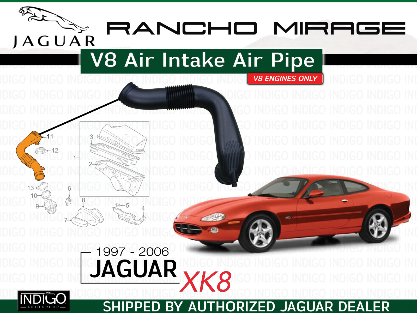 JAGUAR OEM 2003-2006 XK8 4.2L V8 Air Intake Air Pipe C2N1041