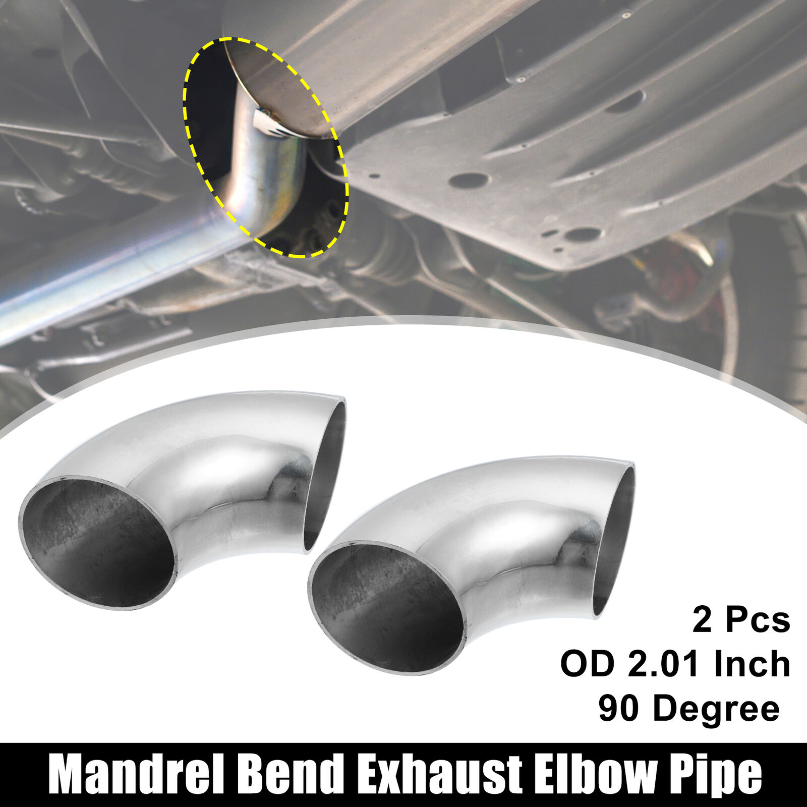 2pcs OD 2'' 90 Degree Mandrel Bend Elbow Stainless Steel Bend Exhaust Tube