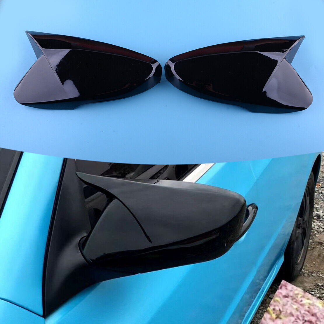 For Hyundai Veloster 2012~2017 2016 OX Horn Rear View Mirror Cover Trim Black