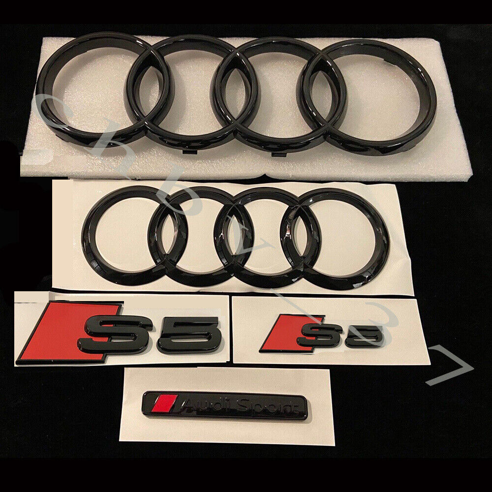 S5 Gloss Black Full Badges Package For Audi S5 2020-2023 Exclusive Pack
