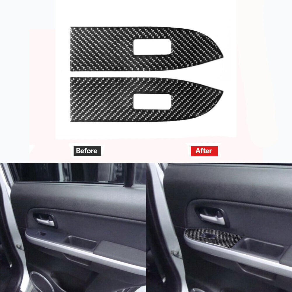 Carbon Fiber Rear Window Switch Panel Cover Trim For Suzuki Grand Vitara 2006-13