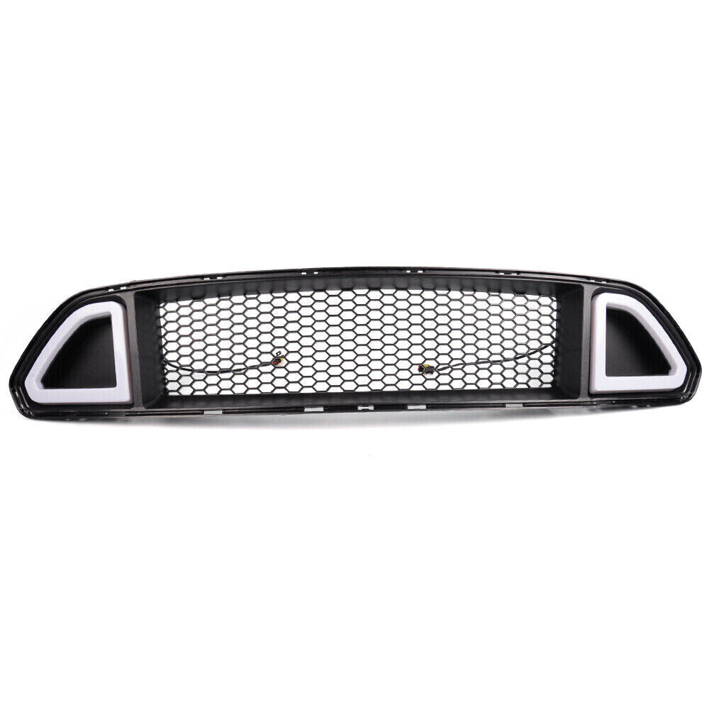 Fit For 2015-2017 Ford Mustang Front Bumper Mesh Grille Grill W/ LED DRL Lights