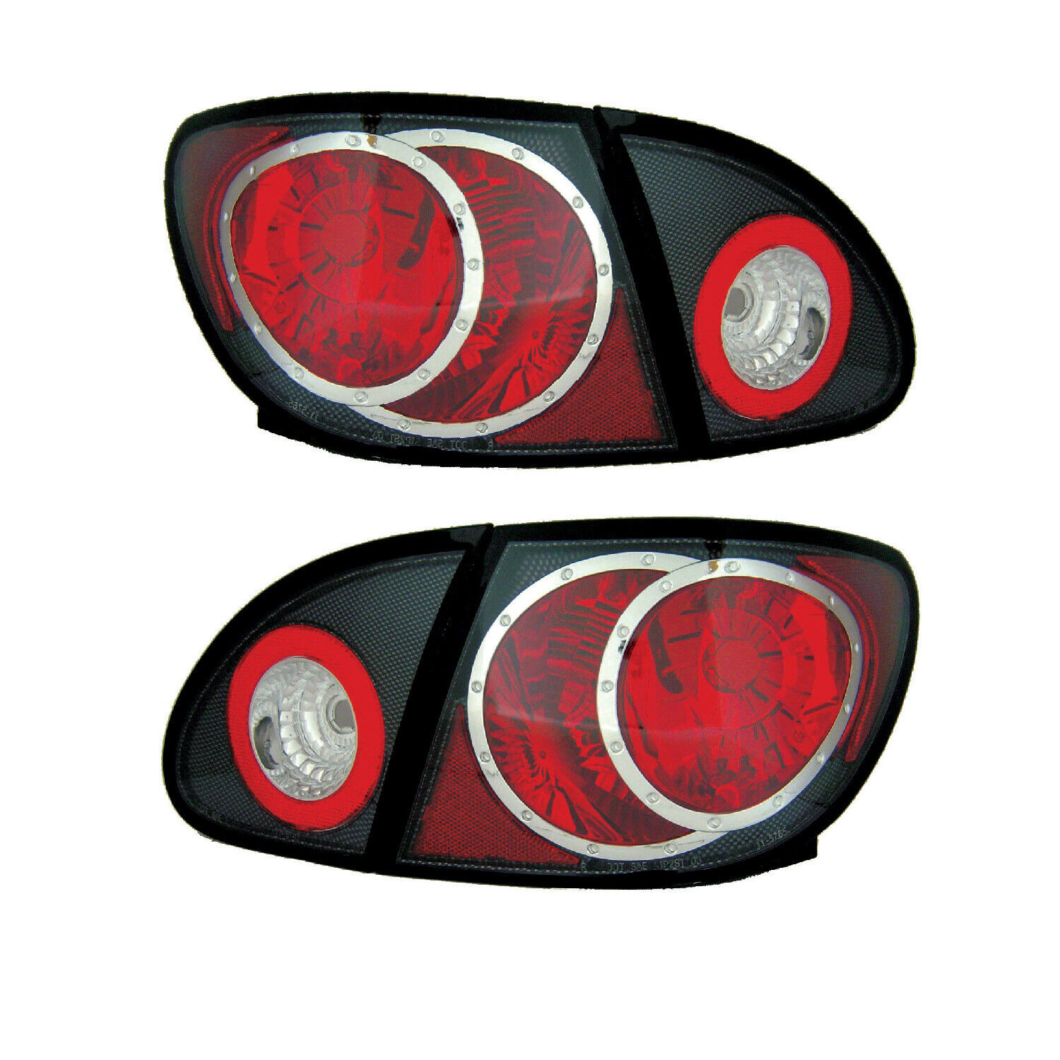 TYC Euro Taillights set with Carbon Fiber Housing Fits 2003-2007 Toyota Corolla