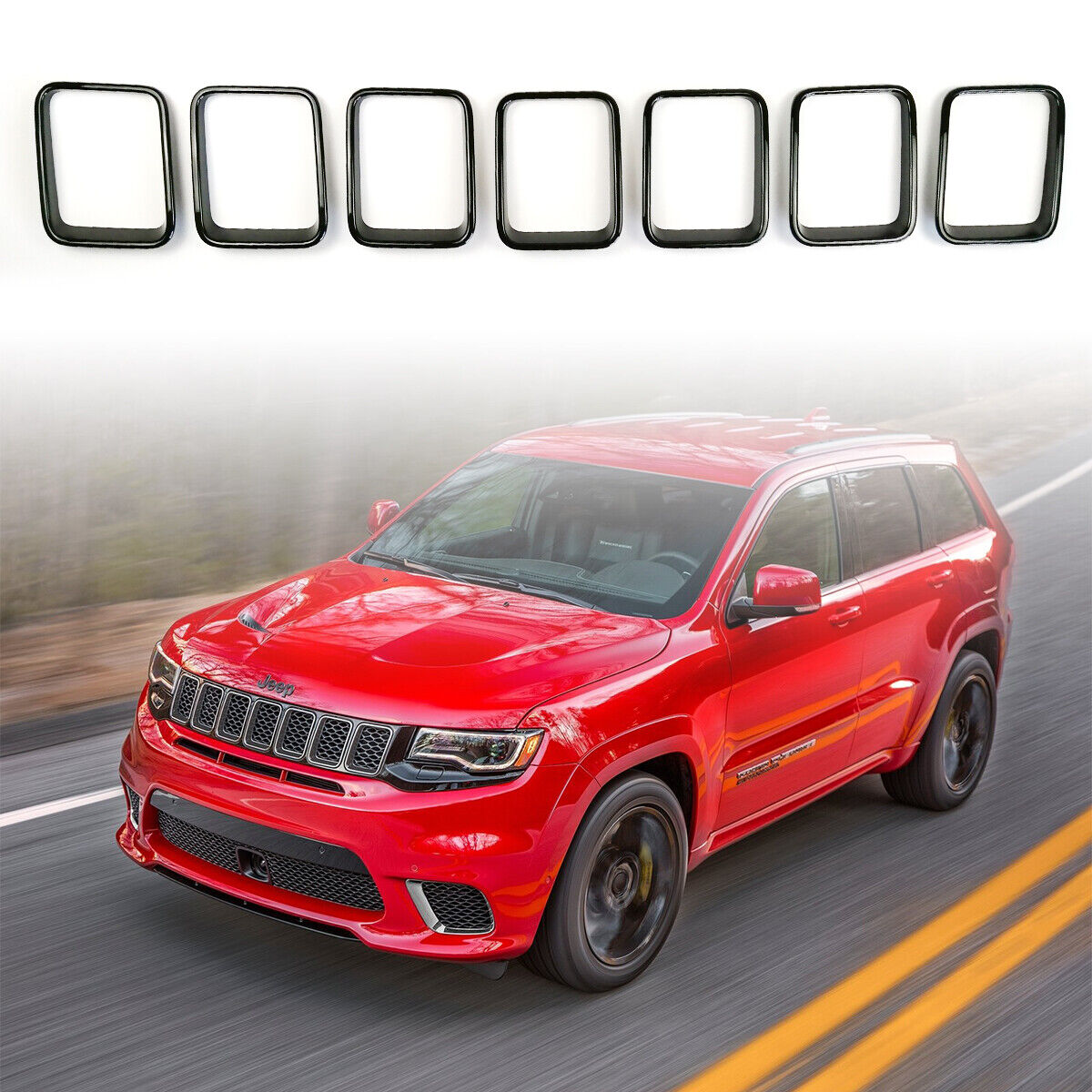 For 2017-2021 Jeep Grand Cherokee Trackhawk SRT8 Black Front Grille Insert Cover