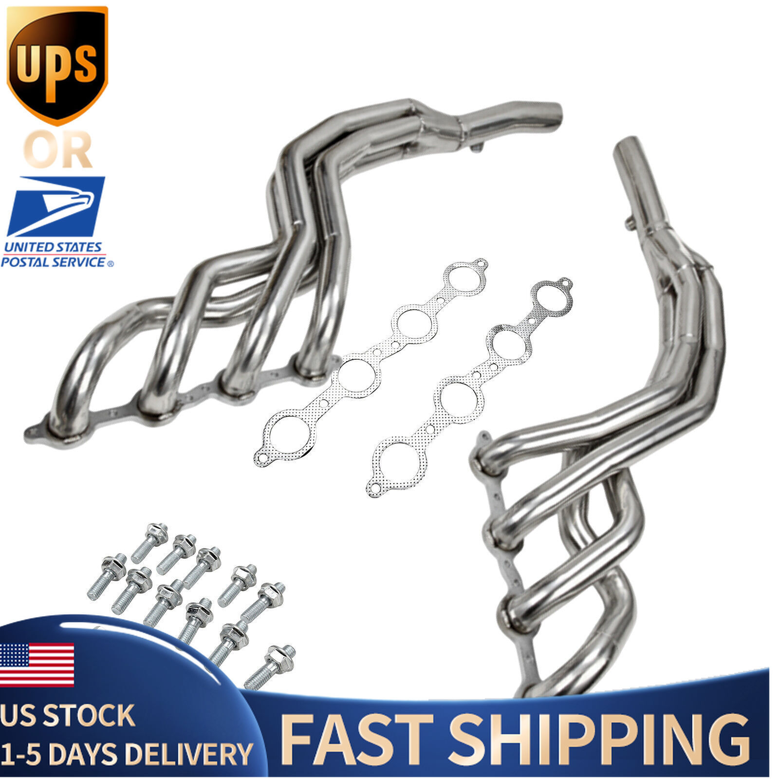 USA Long Tube Manifold Exhaust Headers Fit for 2010-2015 Chevy Camaro SS 6.2L QX