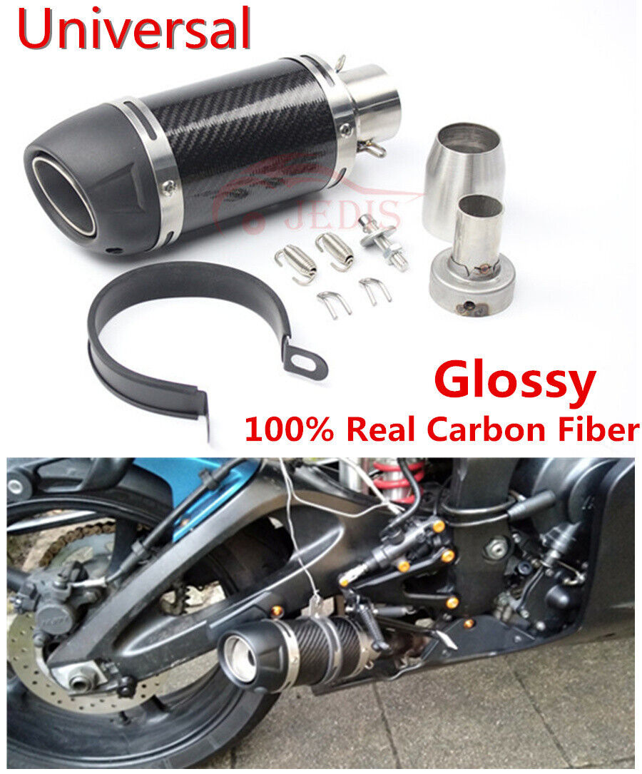 51mm 250mm Universal Motorcycle Exhaust Scooter Exhaust Glossy Carbon Fiber