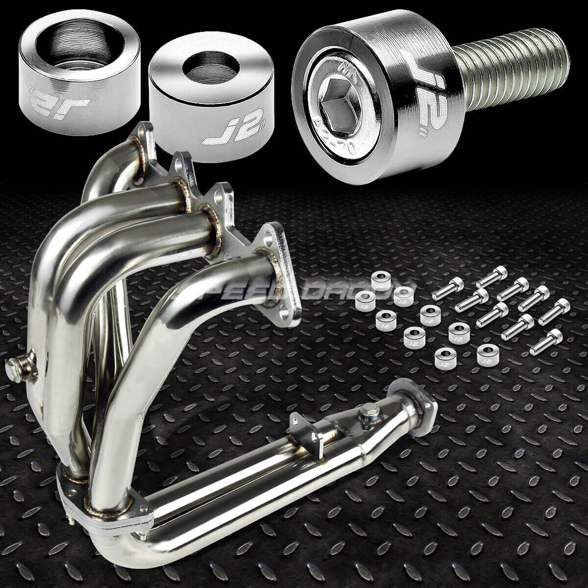 J2 For Accord Cd F22 Stainless Exhaust Manifold Header+Silver Washer Cup Bolt