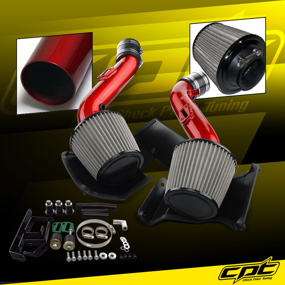 For 07-09 350Z V6 3.5L Red Cold Air Intake + Stainless Steel Air Filter