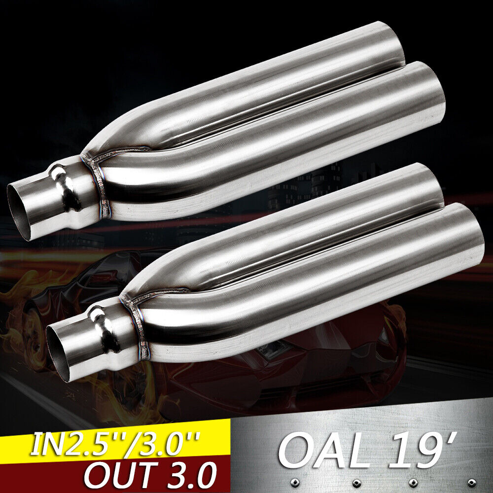 2.5'' 3'' Inlet/outlet blast pipes exhaust STAINLESS UNIVERSAL MUFFLER 2 Pieces
