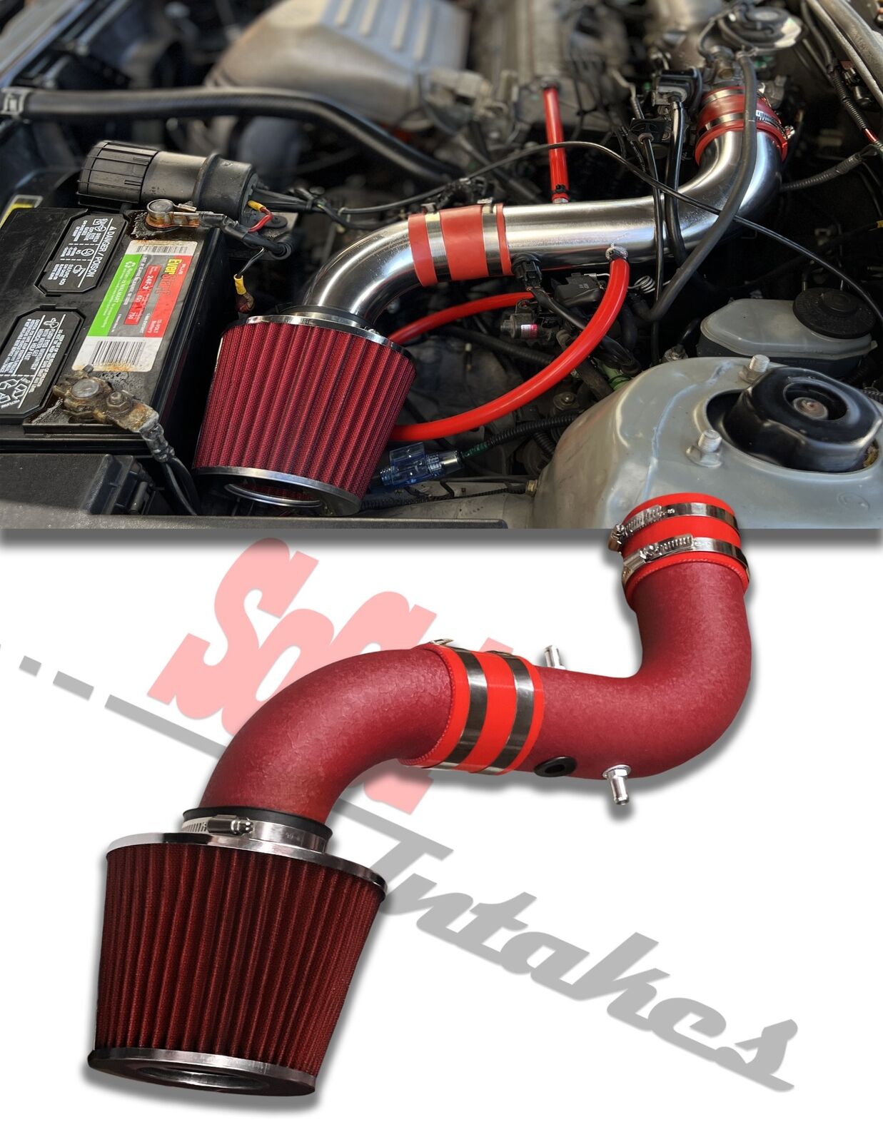 COATED RED Air Intake Kit and Filter For 1998-2001 Toyota Camry Solara 2.2L