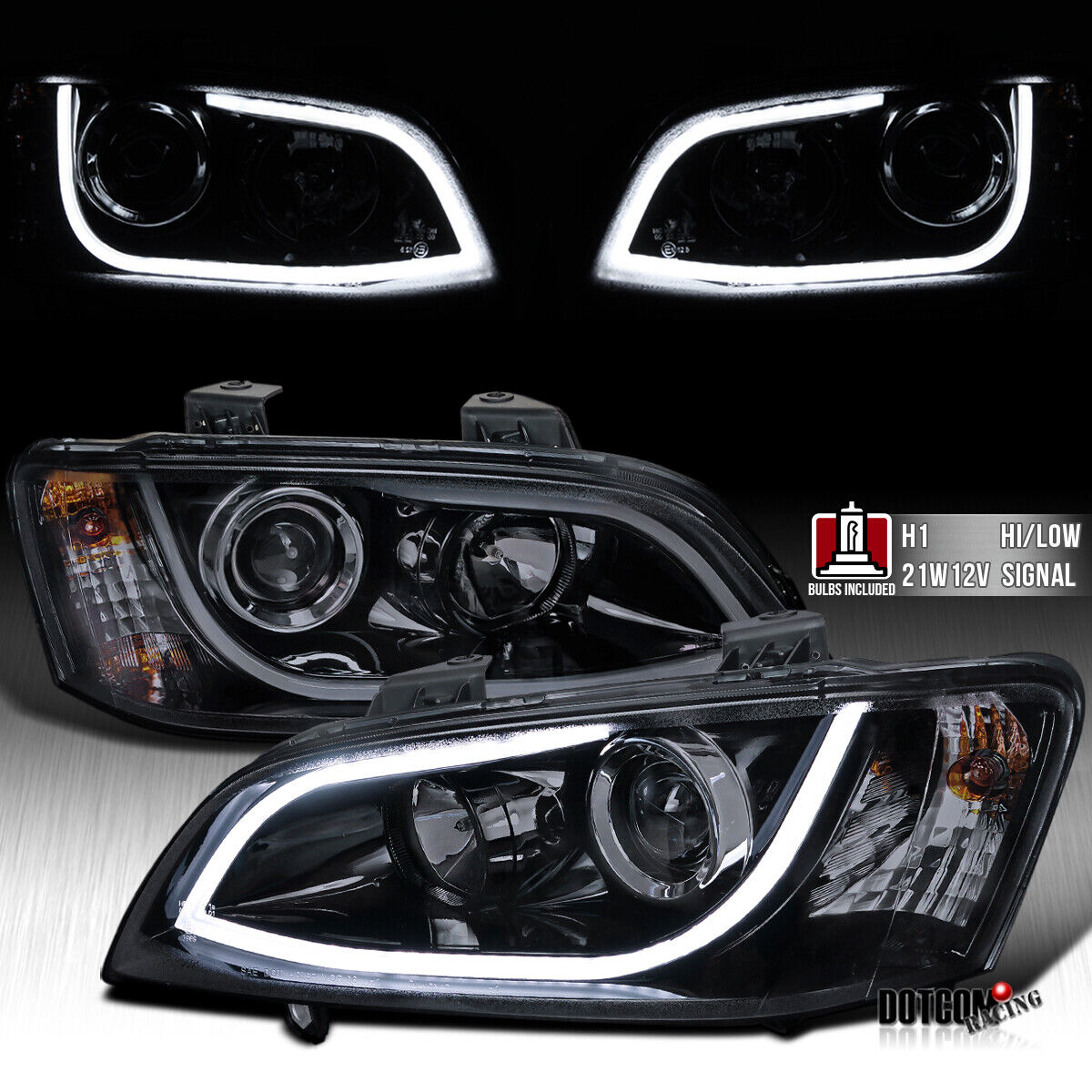 Fit 2008-2009 Pontiac G8 Black Smoke LED Strip Projector Headlights Lamps 08-09
