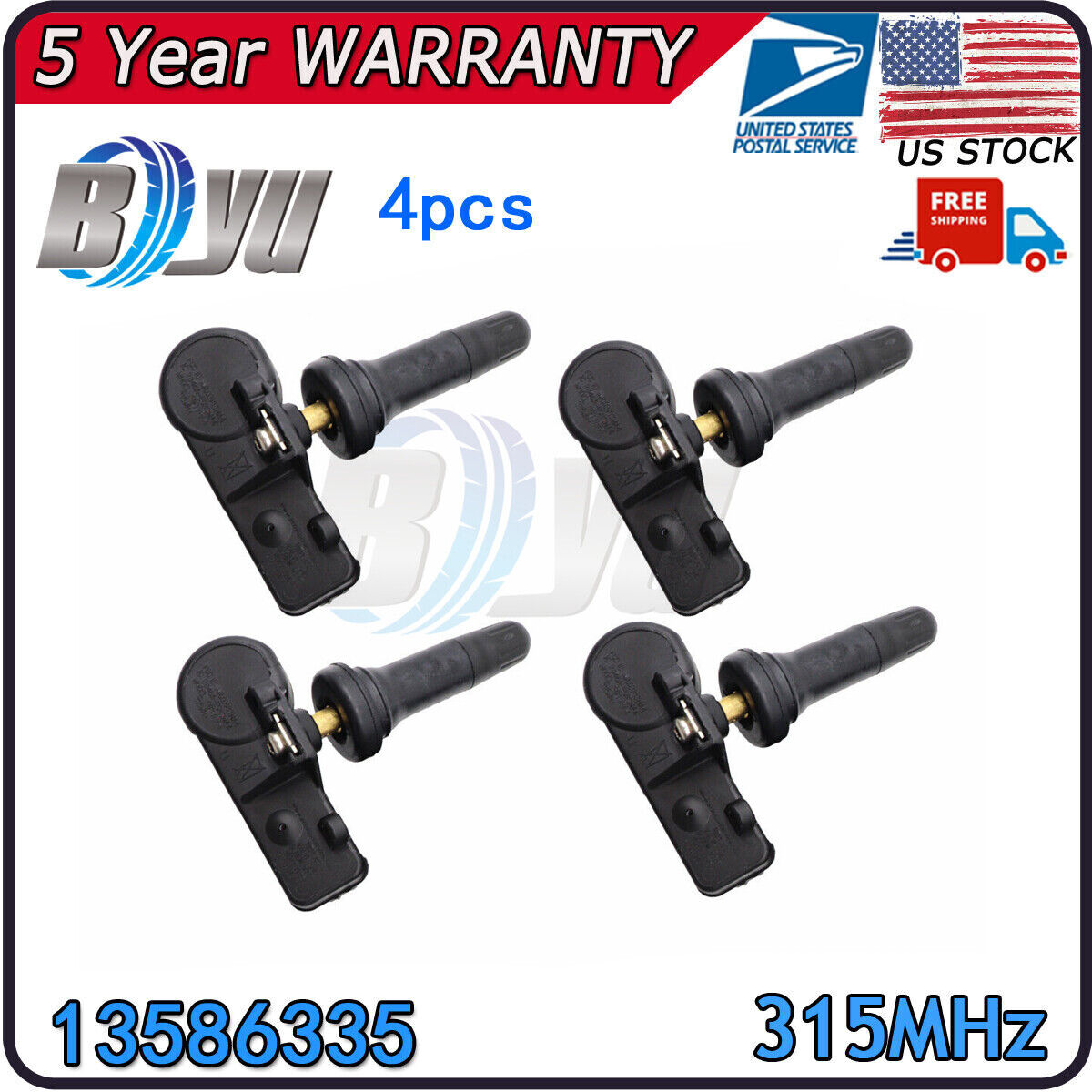 (4) New TPMS Tire Pressure Monitoring Sensors for Chevy GMC 13586335 315MHz