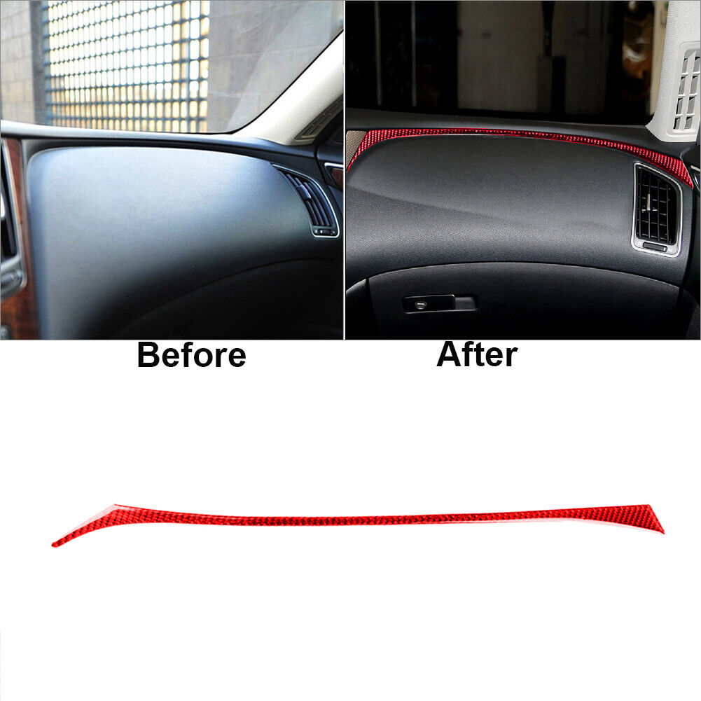 Red Carbon Fiber Right Dashboard Panel Cover Trim For Infiniti Q50 Q60 2014-2019