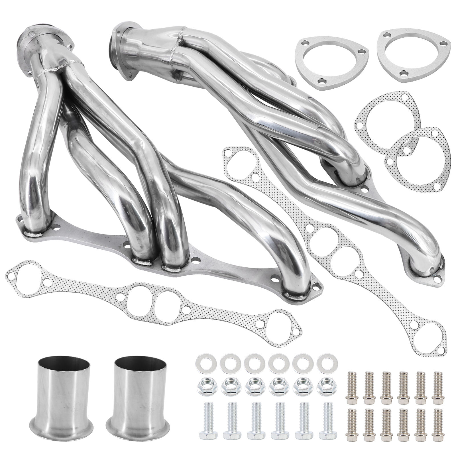 Stainless Shorty Exhaust Manifold Header For Chevy 265-400 V8 Small Block SBC
