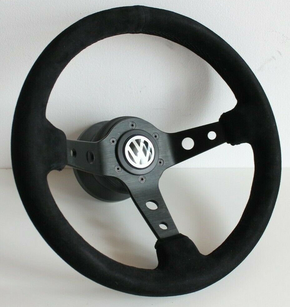 Steering Wheel Fits For VW Suede Alcantara Leather Deep Dish Lupo Polo 1998-2005