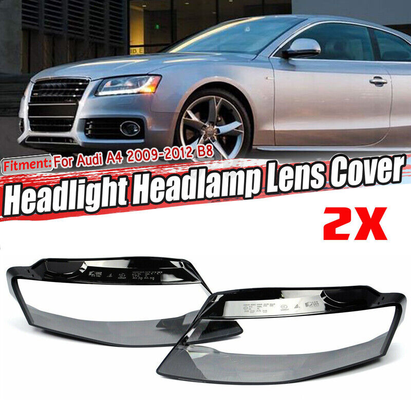For Audi A4 09-12 B8 Left & Right Front Kit Cover Lens Headlight Headlamp