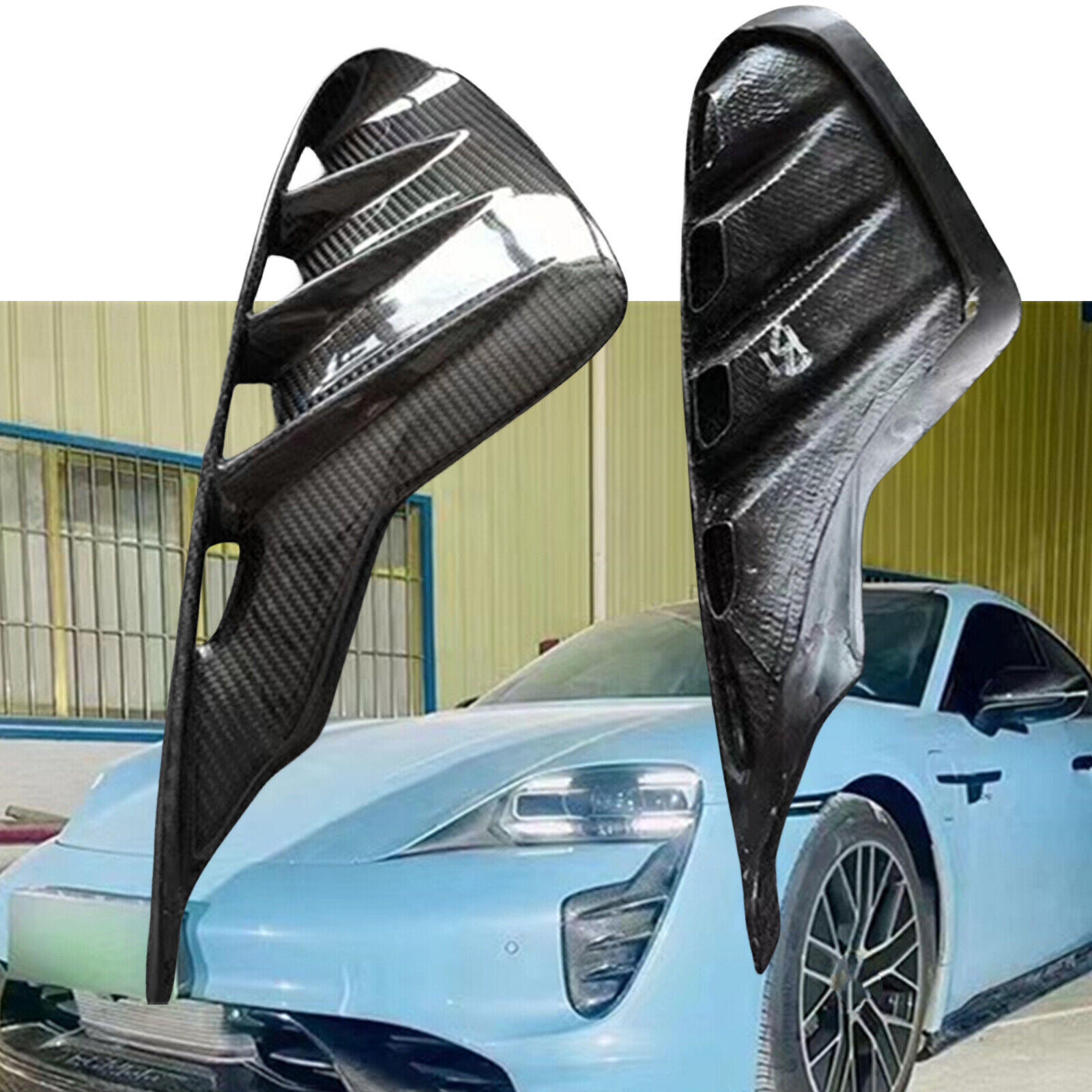 Carbon Fiber Front Bumper Air Intake Vent Cover Trim For Porsche Taycan 20-2023