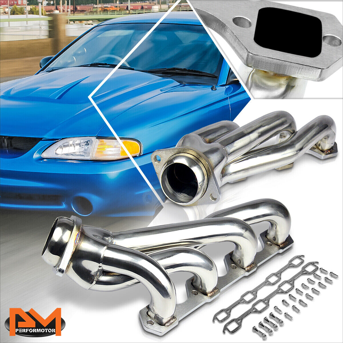 For 94-95 Ford Mustang 5.0 V8 Stainless Steel Shorty 4-1 Exhaust Header Manifold