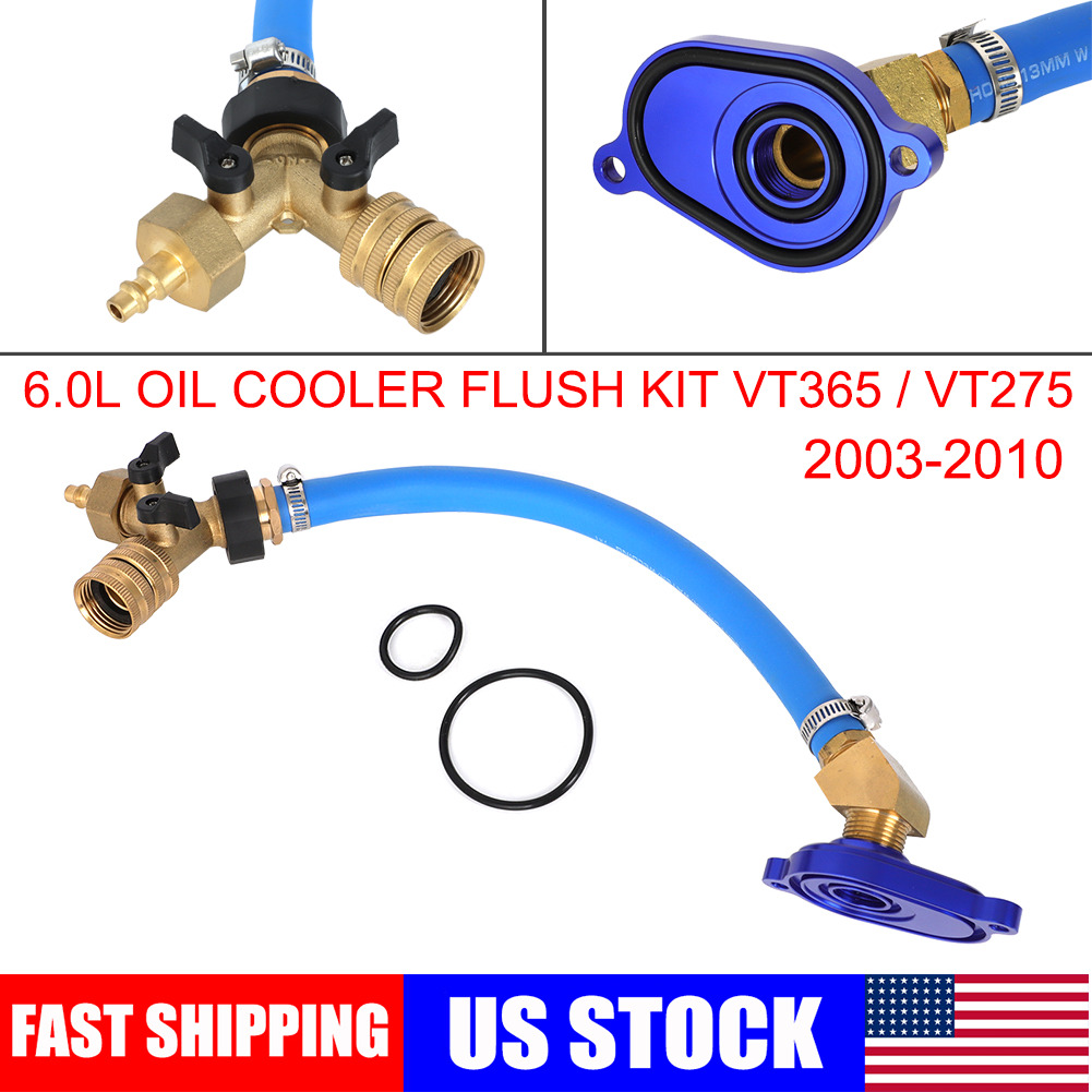 6.0L Oil Cooler Back Flush Kit Tool w/ Aluminum Anodize Adapter VT365 / VT275 US