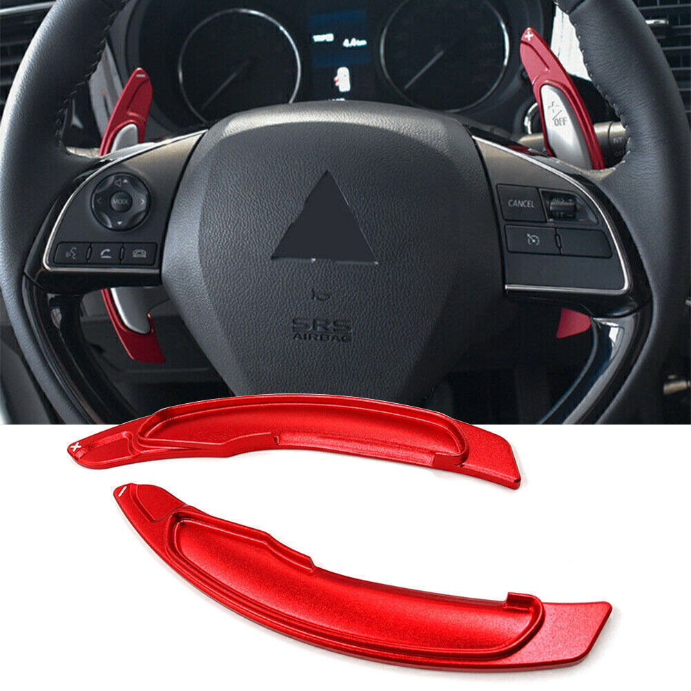 Steering Wheel Paddle Shifter Extension For Mitsubishi Lancer Evo X RED Aluminum