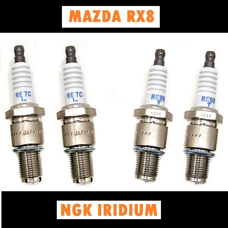 4 RX-8 NGK Laser Iridium Spark Plugs RE7CL RE9BT Leading/Trailing 1.3 2004-2011