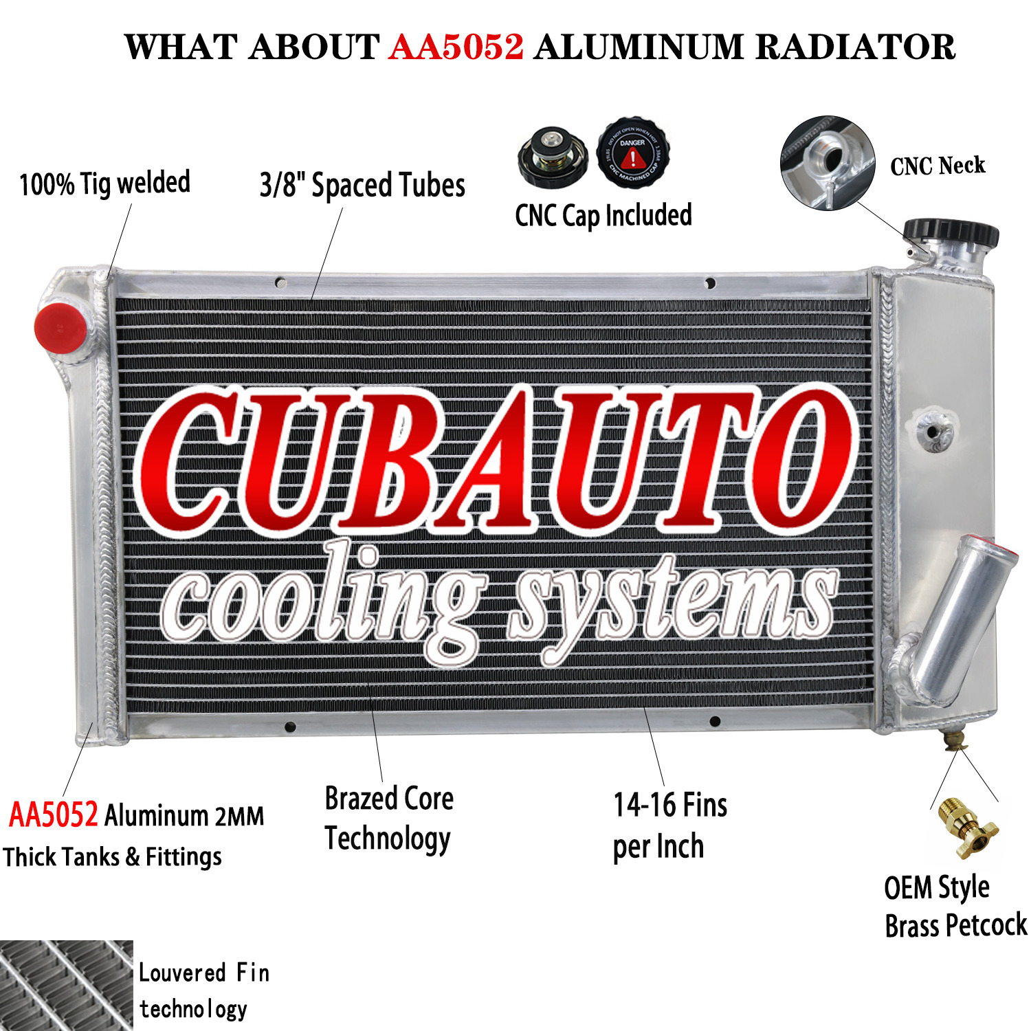 4 Row Aluminum Radiator For 71-77 72 Chevy Vega 75-76 Pontiac Astre 2.0 2.3L