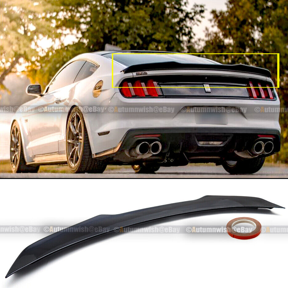 Fits 15-20 Ford Mustang S550 H Style Gloss Black Painted Rear Trunk Spoiler Wing