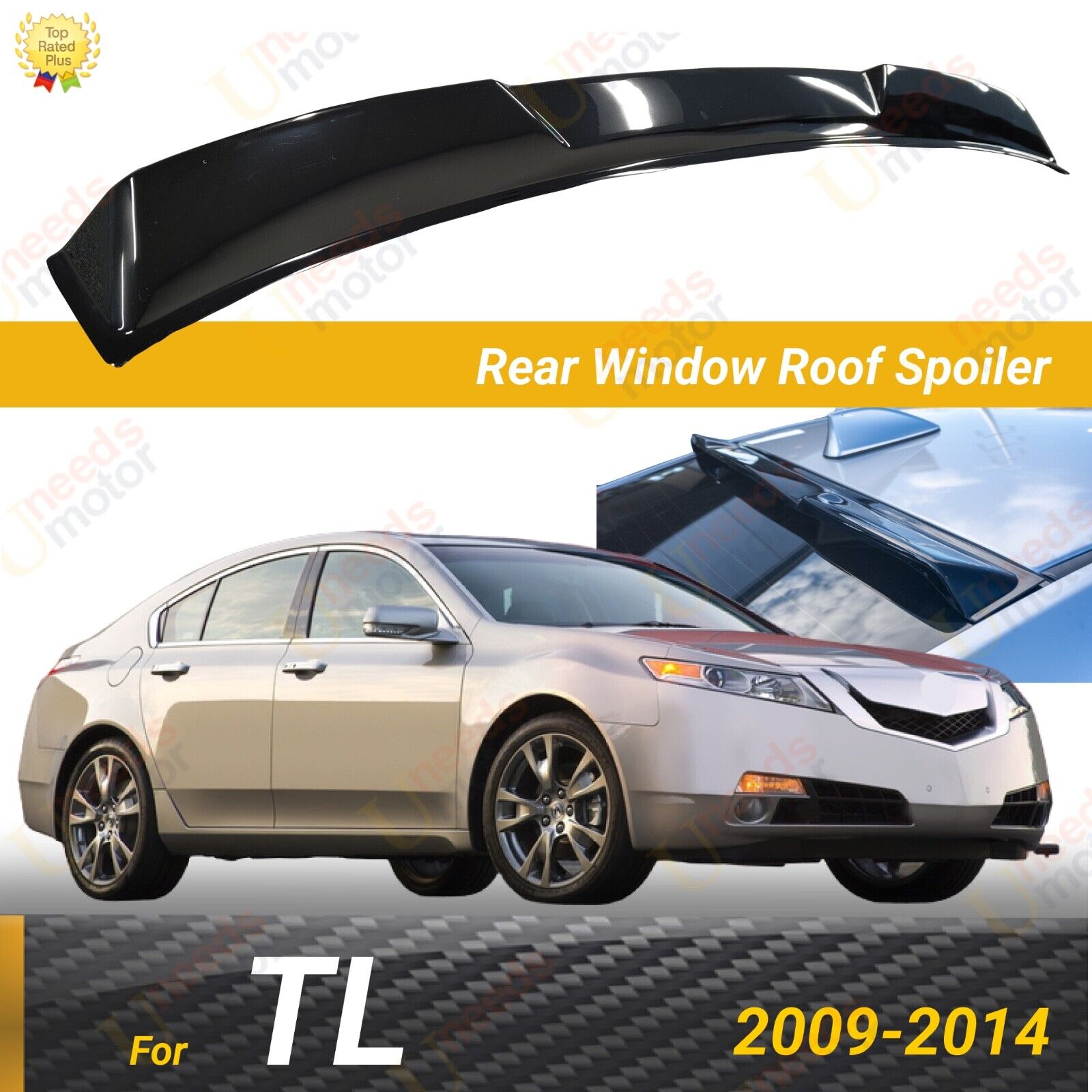 Fits 2009-2014 Acura TL ABS Glossy Black Rear Roof Window Visor Spoiler Wing