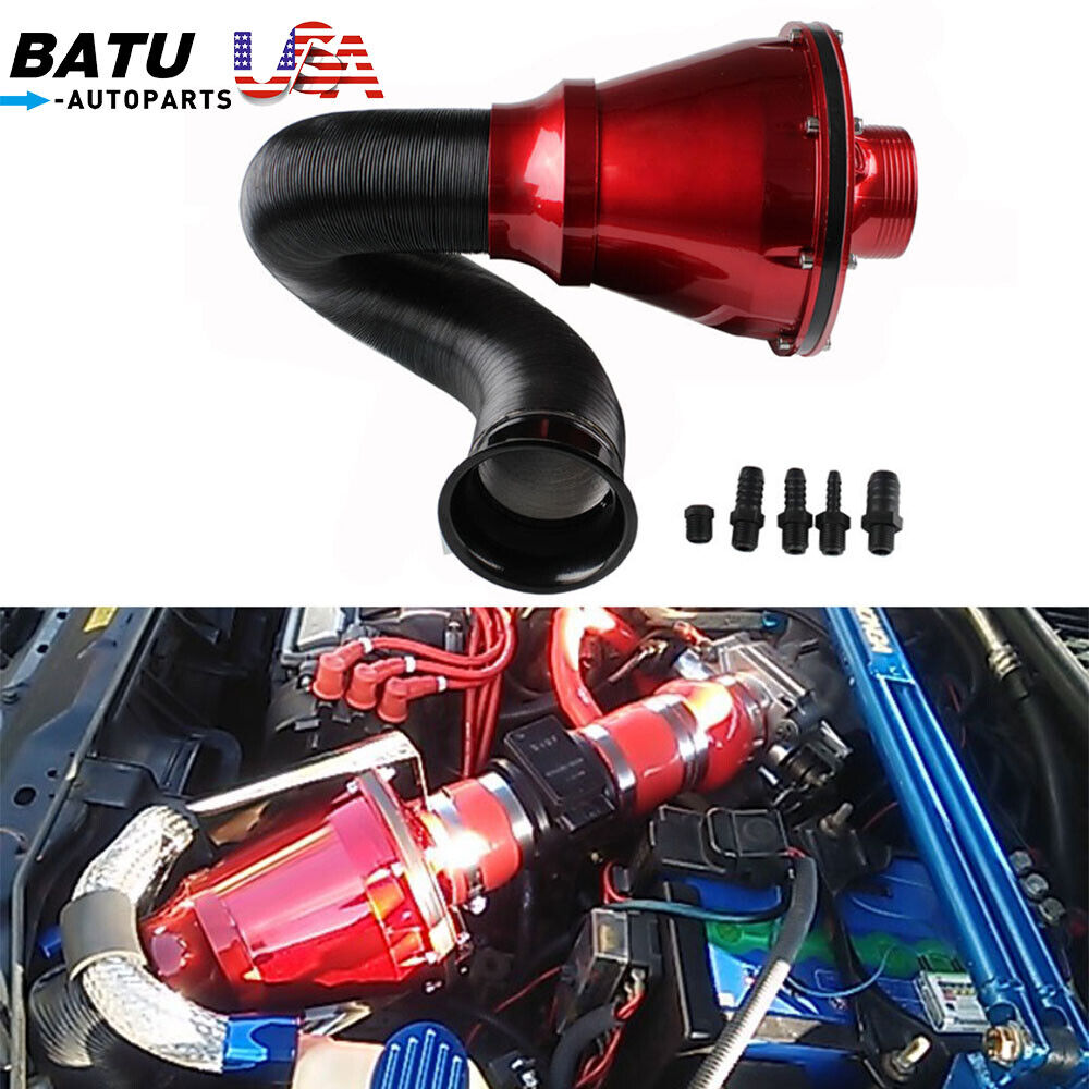 New Universal Red Apollo Cold Air Intake Induction Kit With Air Box & Filter