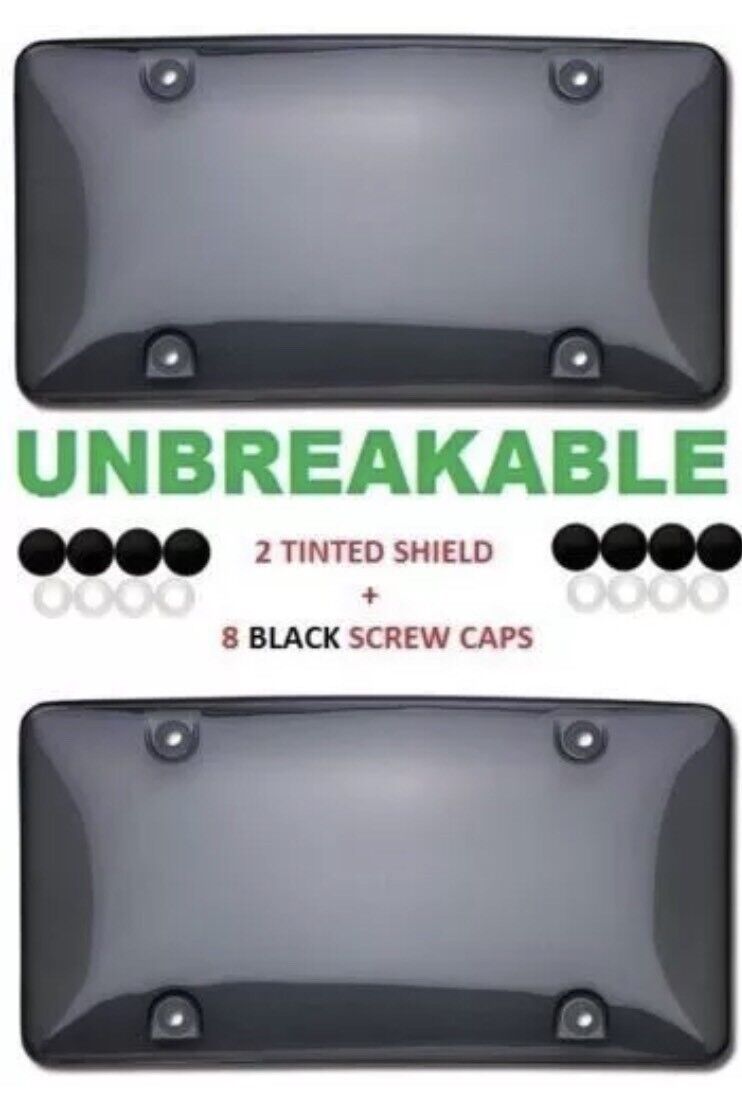 2x Bubble Tinted- Smoke License Plate Tag Frame Cover Shield Car Truck