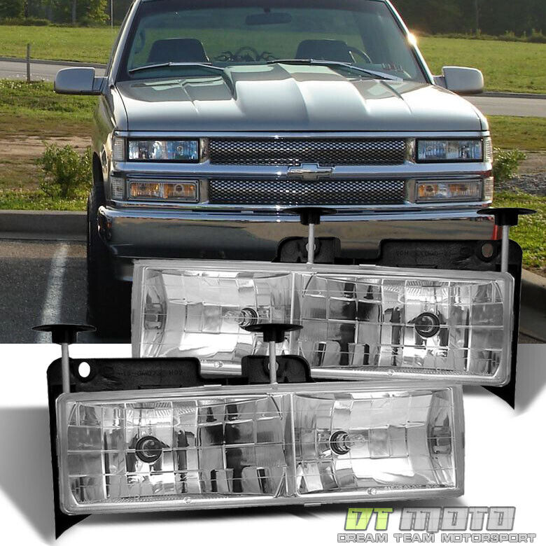 Glass Len 88-98 Chevy/GMC C10 C/K Full Size Pickup Truck Headlights Lamps Lights