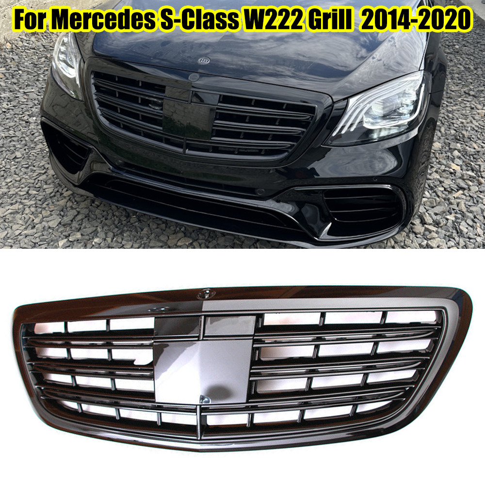 Black Front Grille Grill Fit Mercedes W222 2014-2020 S400 S550 S65 S63 AMG S560
