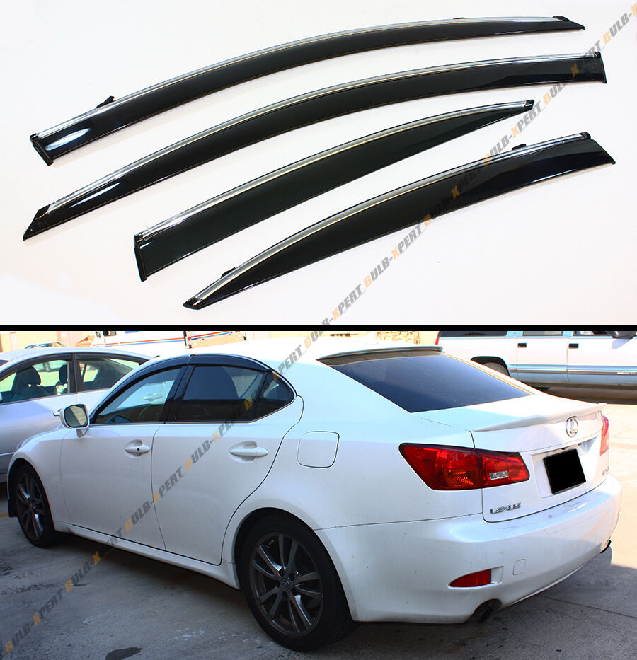 FOR 2006-2013 LEXUS IS250 IS350 IS-F SLIM VIP STYLE CLIP ON SMOKED WINDOW VISOR
