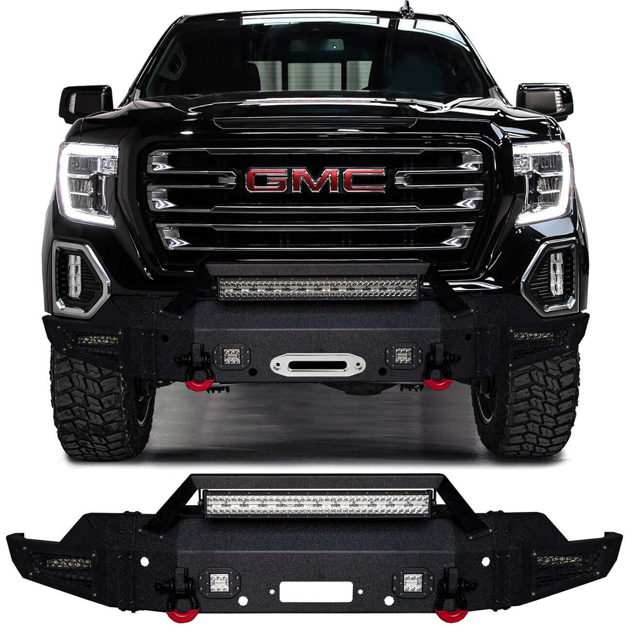 Vijay For 2019-2022 GMC Sierra 1500 Steel Front or Rear Bumper with LED Lights