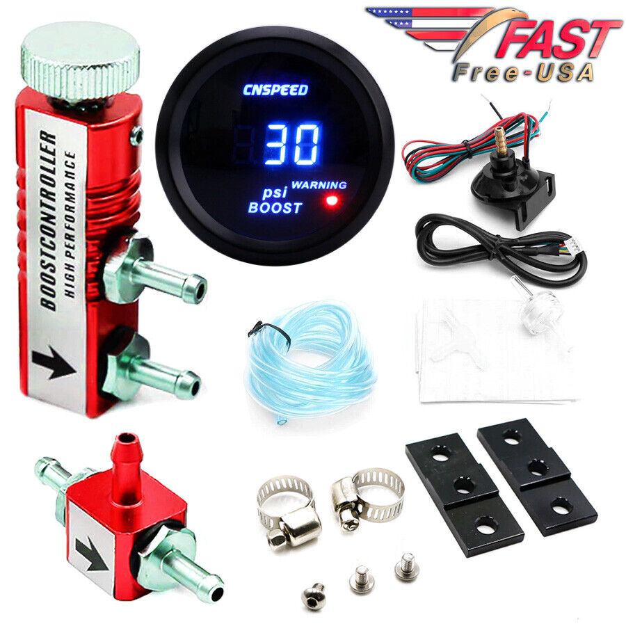 0-30PSI Manual Boost Controller Kit RED w/ 52mm Digital Electronic BOOST GAUGE