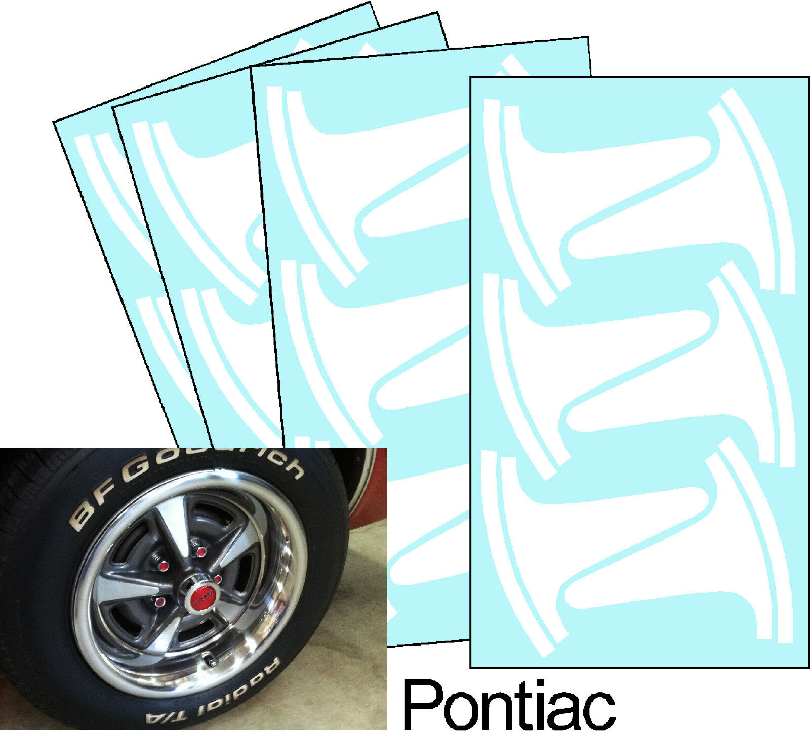 Pontiac GTO Rally II Wheel Paint Mask Stencil Kit for 15” rim
