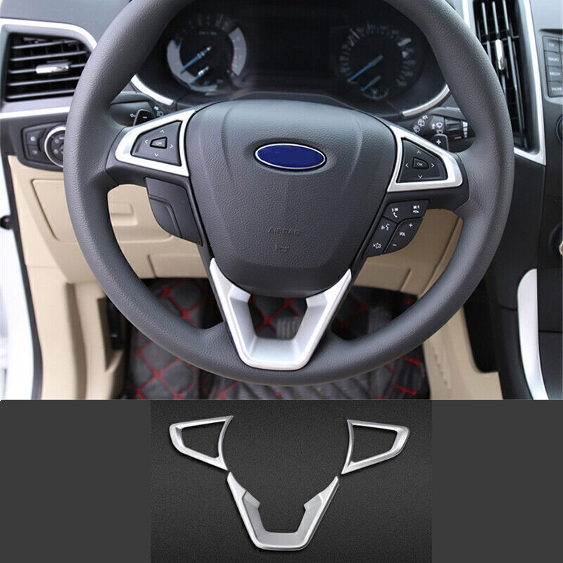 Silver Steering Wheel Frame Cover Trim For Ford Mondeo-Fusion 2013-2020 ABS 3pcs