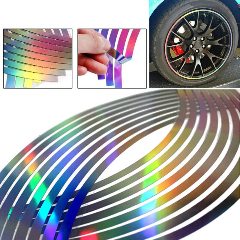 16pcs Reflective Laser Sticker Wheel Hub Rim Stripe Tape Decal Car Accessories
