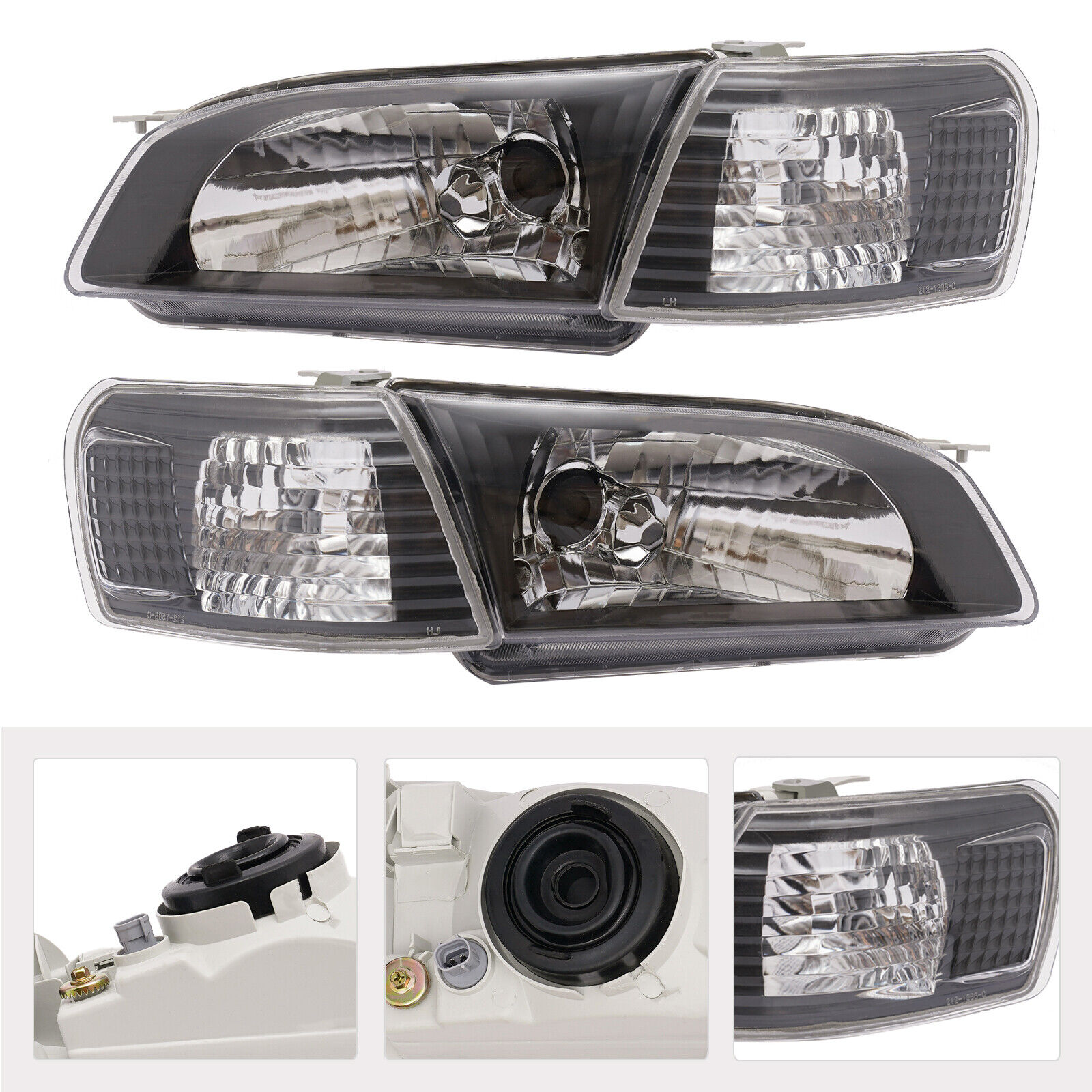 For 1995-1999 Toyota Tercel Headlights HeadLamps Clear Lens Set Left+Right Pair