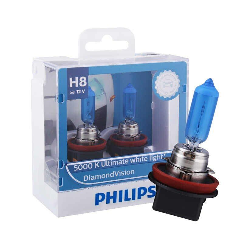 Philips H8 Diamond Vision 12V 35W 5000K Ultimate White Light 12360DVS2 Pack of 2