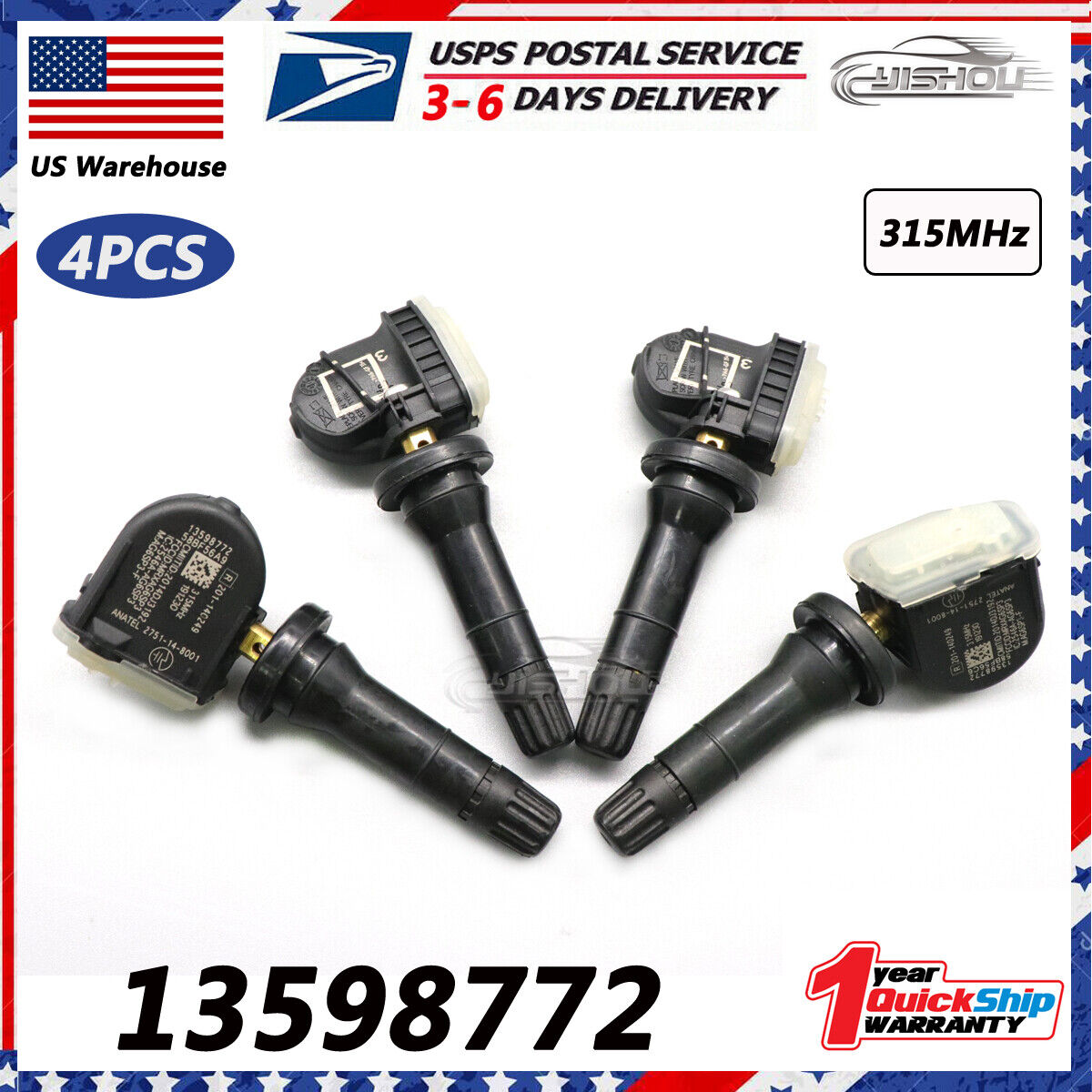 NEW (4) for Cadillac GMC Chevy Buick Tire Pressure TPMS Sensor 2022 13540601