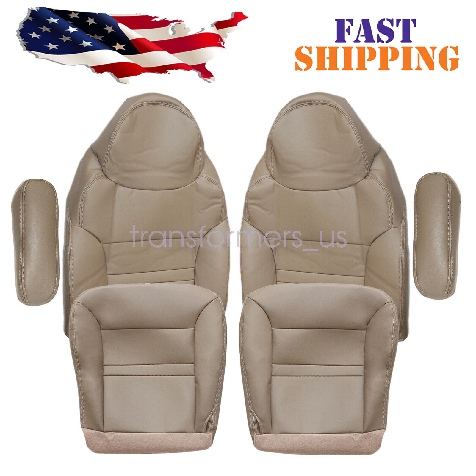 For 2000 2001 Ford Excursion Limited Front Bottom & Top Leather Seat Cover Tan