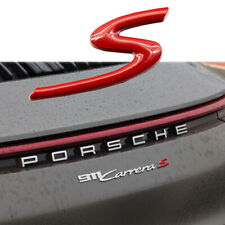 Red Metal S Logo Badge Rear Trunk Emblem For Porsche Macan Cayenne Cayman 911 picture