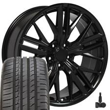 20 inch Satin Black Rims 245/45ZR20 Tires TPMS SET Fit Camaro - ZL1 Style picture