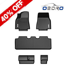 OEDRO Floor Mats + 3rd Black For Tesla Model Y 2020-2024 7 Seater All Weather picture