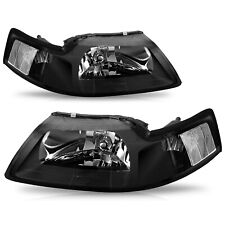 Fit 1999-2004 Ford Mustang Black Housing Headlights Headlamps Set picture