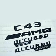 C43 AMG BITURBO 4MATIC Emblem glossy Black Badge Set for Mercedes picture